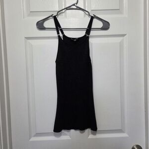 Bebe Cute Flirty Black Glitter Silk Y2K Stretchy Tank Top Size Medium